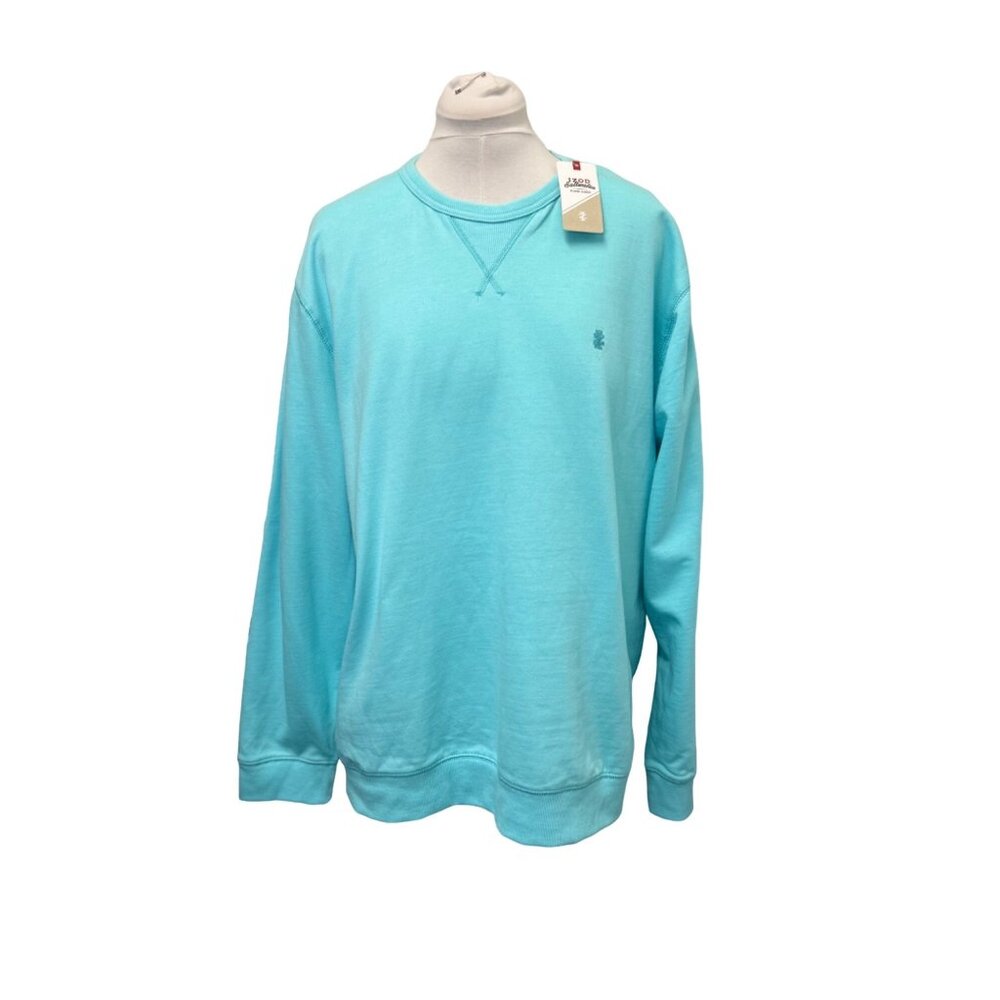 Izod Saltwater Men’s Relaxed Classic Crewneck Sweatshirt Teal Blue 2XL